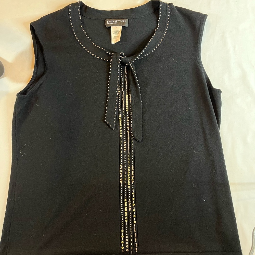Jones New York  - Plunging V-Neck Sleeveless Blouse.